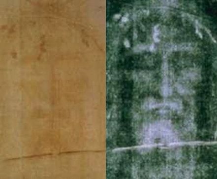 Comparaison du suaire de Turin en positif et en négatif photographique